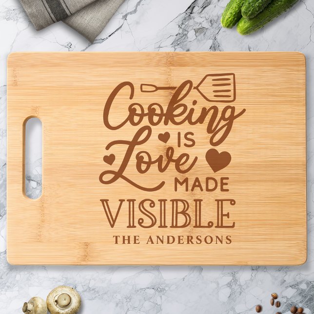 Personalized Cooking is Love Engraved Cutting Board (Creator Uploaded)