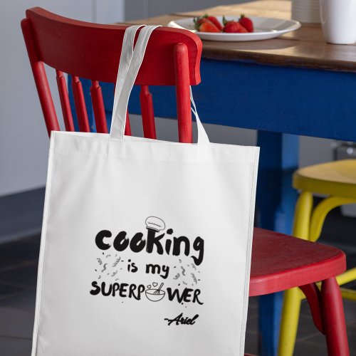 Personalized Cooking is my Superpower Funny Gift Tote Bag