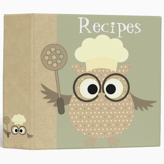 Personalized Cooking Owl Recipe Binder (Front/Spine)