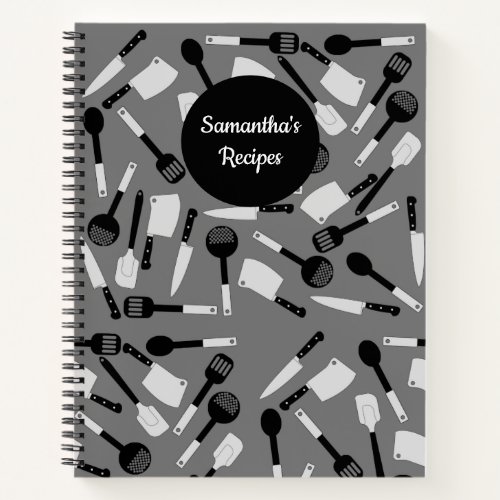 Personalized Cooking Utensils Pattern Notebook