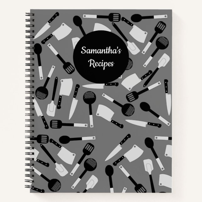 Personalized Cooking Utensils Pattern Notebook (Front)