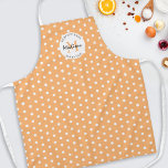 Personalized Cooking Vintage Peach Apron<br><div class="desc">Custom cooking apron featuring a stylish peach background that can be changed to any color,  a vintage polka dot pattern,  your initial,  name,  and a sweet baking quote.</div>