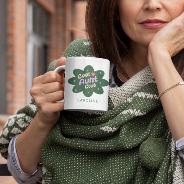 Personalized Cool Aunt Club Gift for Auntie Retro Coffee Mug (Creator Uploaded)