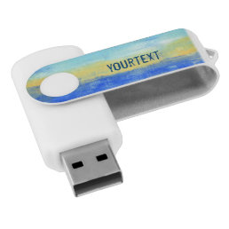 Personalized Cool Beach Blue Yellow Abstract Art Flash Drive