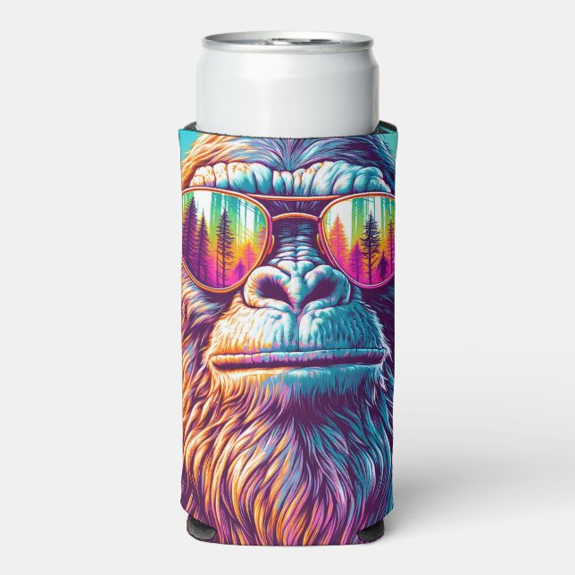 Personalized Cool Bigfoot in Hip Sunglasses Seltzer Can Cooler (Seltzer Front)