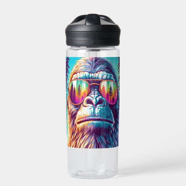 Personalized Cool Bigfoot in Hip Sunglasses Water Bottle (Front)
