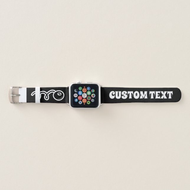Personalized cool billiards black eight ball apple watch band (Front)