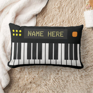 Personalized Cool Black Keyboard Music Lumbar Pillow