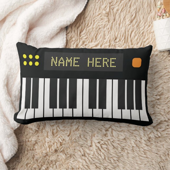 Personalized Cool Black Keyboard Music Lumbar Pillow (Blanket)