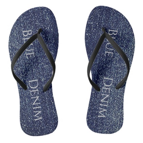 Personalized Cool Blue Denim Flip Flops