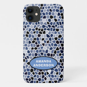 Personalized COOL Blue Stained Glass Pattern iPhone 11 Case