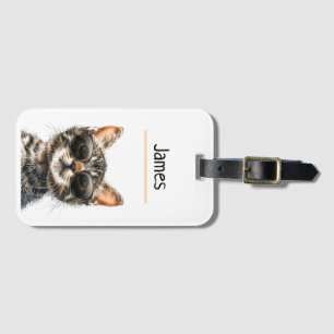 Personalized cool cat luggage tag