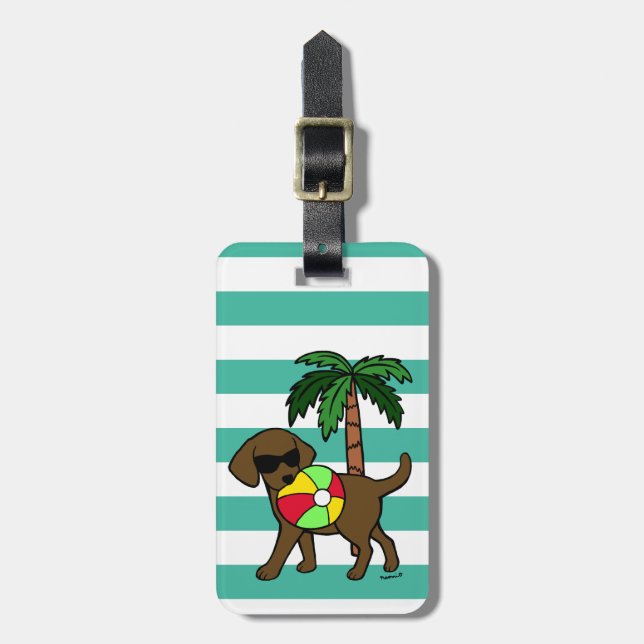 Personalized Cool Chocolate Labrador Sunglasses Luggage Tag (Front Vertical)