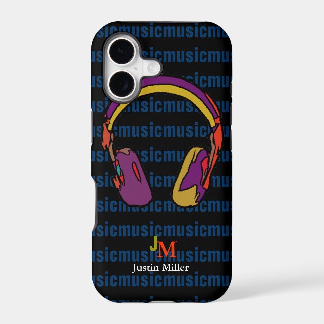 personalized cool dj headphone iphone case (Back)