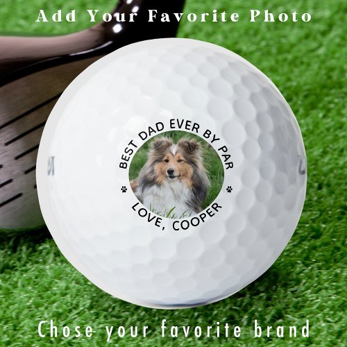 Personalized Cool Dog Photo Modern Golfer Dad Golf Balls
