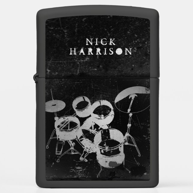 Personalized Cool Grunge Lighter for Drummers (Front)