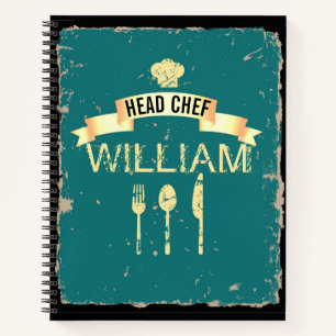 Personalized cool Head Chef recipe book for men