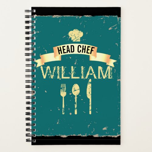 Personalized cool Head Chef recipe book for men