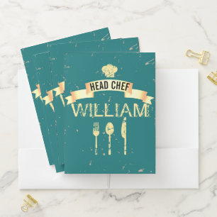 Personalized cool Head Chef recipe folder for men