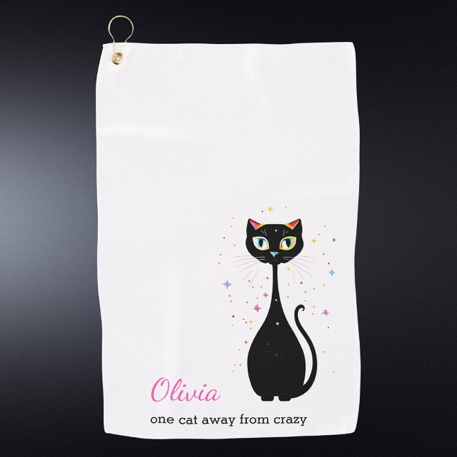 Personalized Cool Kitty Cat Modern Minimalist  Golf Towel (Creator Uploaded)