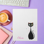Personalized Cool Kitty Cat Modern Minimalist  Notepad<br><div class="desc">Personalized Cool Kitty Cat Modern Minimalist Notepad. Name can be replaced with short text. Text is able to be changed.</div>