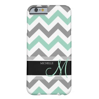 Personalized Cool Mint And Gray Chevron Pattern Barely There Iphone 6 Case by weddingsNthings at Zazzle