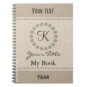 Personalized Cool Monogram  Linen Look Notebook
