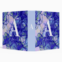 Personalized Cool Monogram Name Blue Abstract 3 Ring Binder