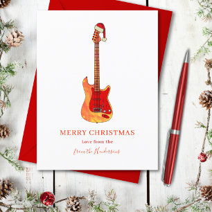 Personalized Cool Music Guitar Merry Christmas Holiday Postcard