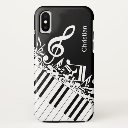 Personalized cool Musical Notes and Piano Keys iPhone X Case