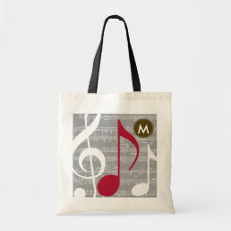 Personalized cool musical notes tote bag