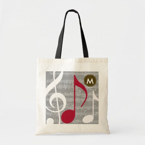 Personalized cool musical notes tote bag
