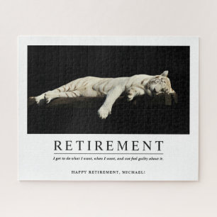 Personalized Cool Relaxing Tiger Custom Retirement Jigsaw Puzzle