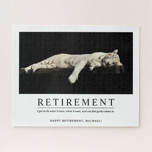 Personalized Cool Relaxing Tiger Custom Retirement Jigsaw Puzzle