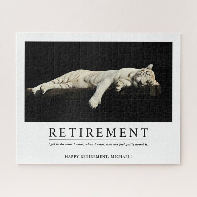 Personalized Cool Relaxing Tiger Custom Retirement Jigsaw Puzzle (Horizontal)