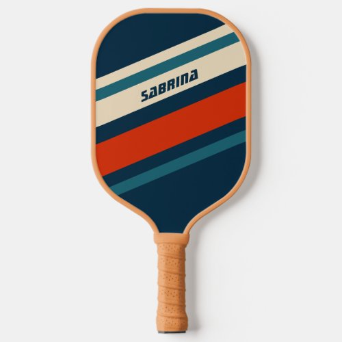 Personalized Cool Retro Red White  Blue Pickleball Paddle