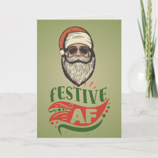 Personalized Cool Retro Santa Folded Greeting Card
