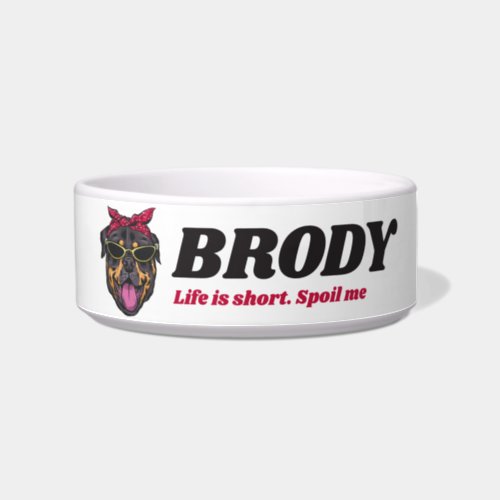 Personalized Cool Rottweiler Dog Lover Custom Name Bowl