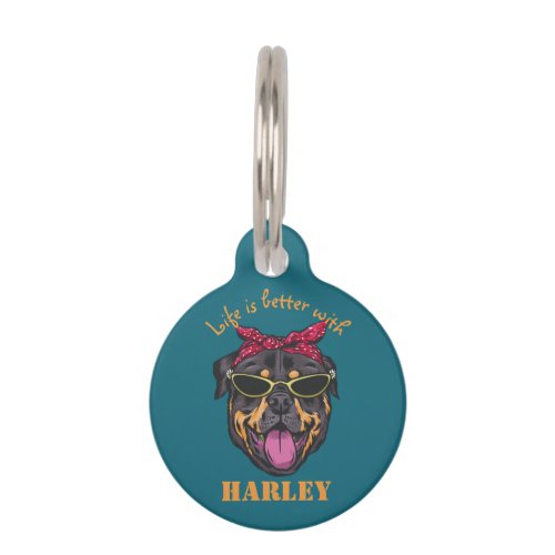 Personalized Cool Rottweiler Dog Lover Custom Name Pet ID Tag