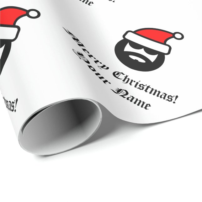 Personalized cool Santa Claus Christmas Holiday Wrapping Paper (Roll Corner)