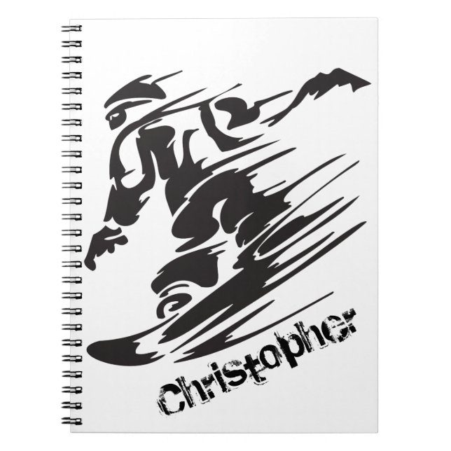 Personalized Cool Snowboarding Mountain Notebook (Front)