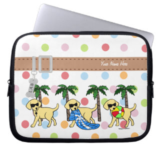 Personalized Cool Yellow Labs Cartoon Polka Dot Laptop Sleeve