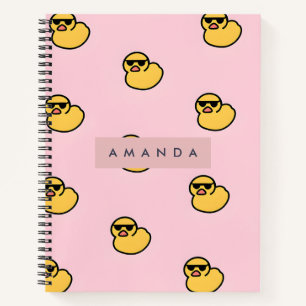 Personalized Cool Yellow Rubber Duck Pattern Notebook