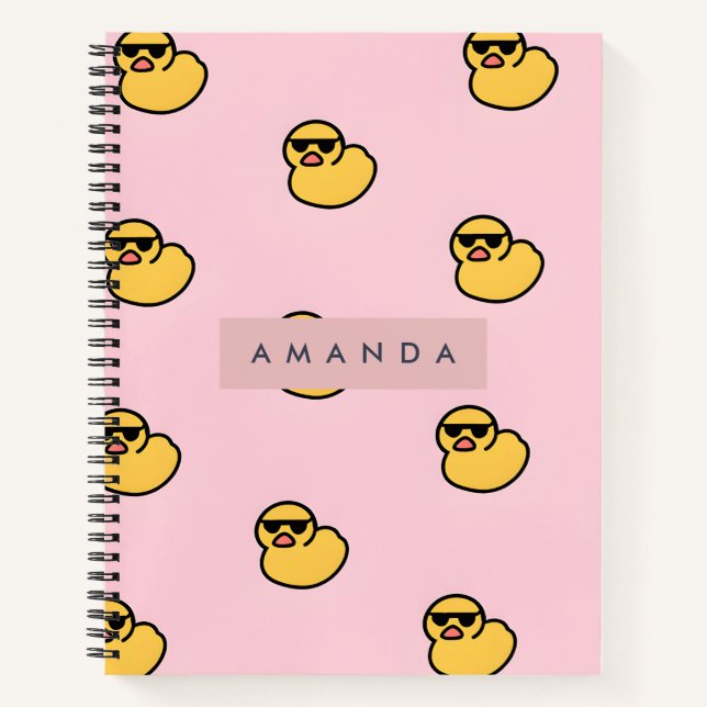 Personalized Cool Yellow Rubber Duck Pattern Notebook (Front)