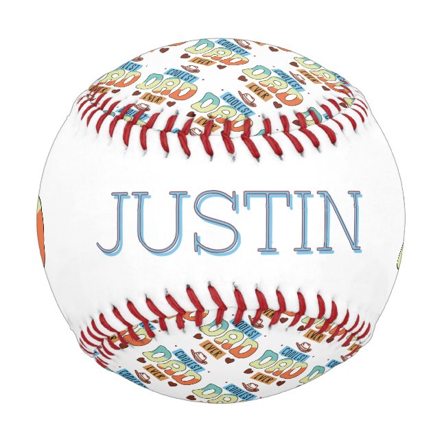 Personalized Coolest Dad Ever Baseball (Front)