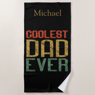 Personalized Coolest Dad Ever Gift for Dad Beach Towel