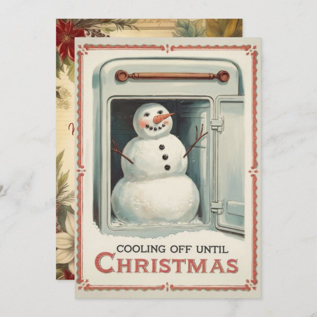 Personalized Cooling Off Funny Vintage  Holiday Card (Front/Back)