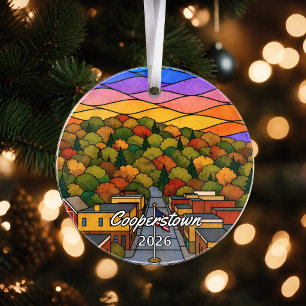 Personalized Cooperstown Acrylic Ornament, Custom Ornament