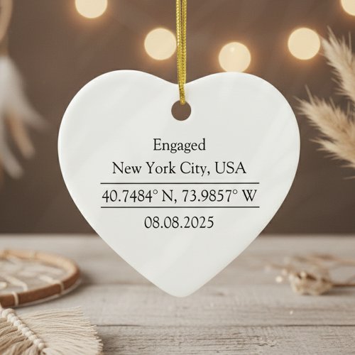 Personalized Coordinates Photo Engagement Ceramic Ornament