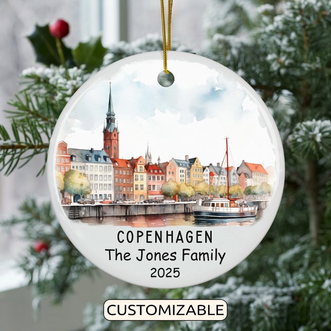 Personalized Copenhagen Ornament, Denmark Ceramic Ornament (Creator Uploaded)